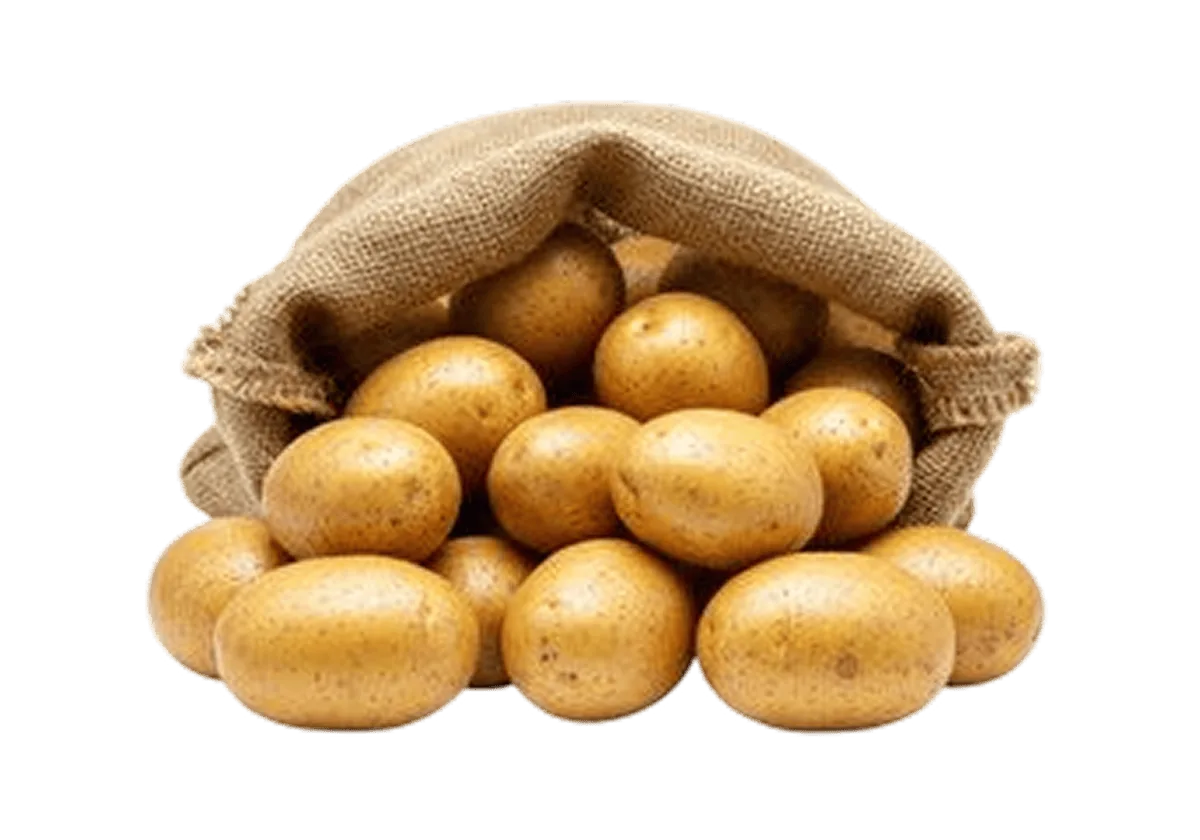 Potatoes spilling out of a burlap sack